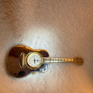 Source Unknown Miniature Gold Tone Guitar-Shaped Watch Collector Item